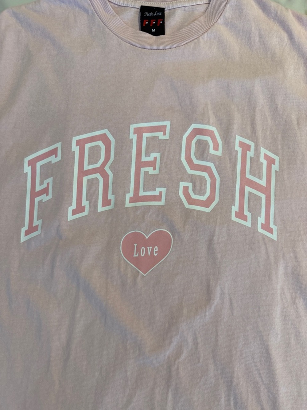 THE FRESH LOVE FFF Unisex Gender Neutral Fresh Love Graphic Tee Shirt Top M Pink - Picture 4 of 11